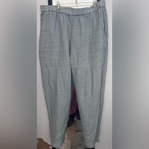 Eileen Fisher Light Gray Linen-Blend Casual Chinos